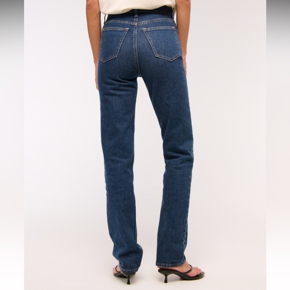 Abercrombie & Fitch Slim Straight Ultra High Rise Jeans dark blue LONG - Picture 5 of 16